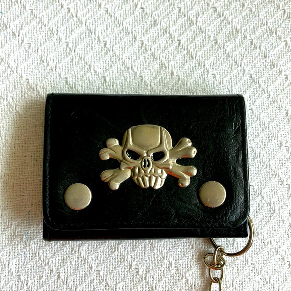 ☠️ Black Trifold Wallet with Skull and Cross ☠️ - Picture 2 of 13